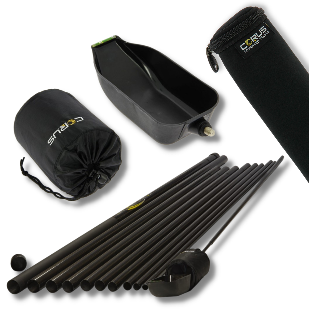 Corus 18m Long Reach Baiting Pole. Includes Float And Spoon-1 x 18m Pole + Spoon + Float